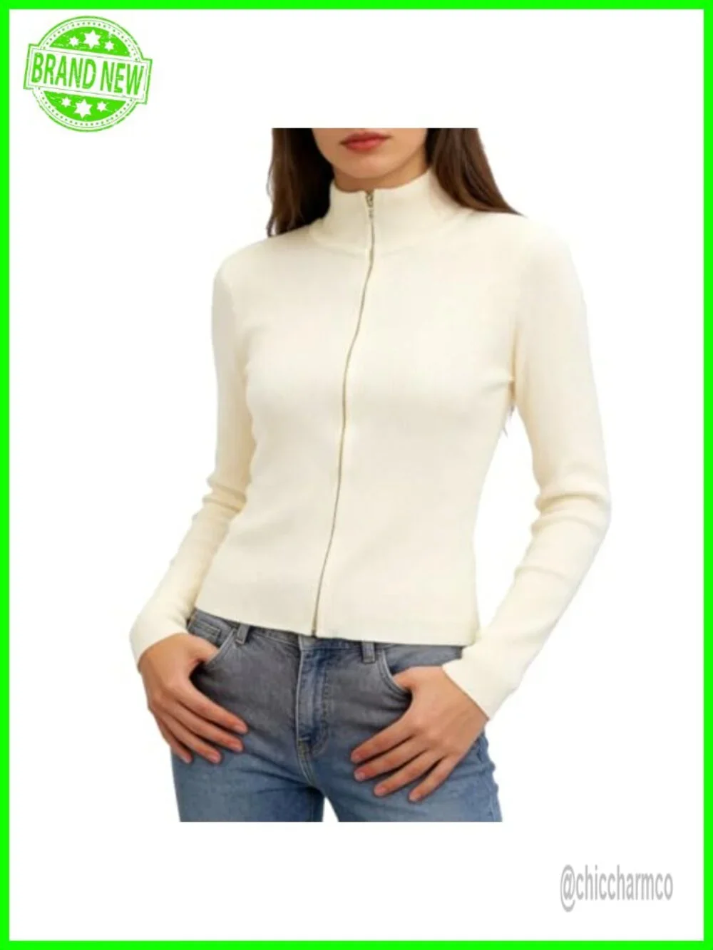 Soft Ribbed Cable Knit Zip Up Cardigan, Chunky Collared Sweater Coat, Long